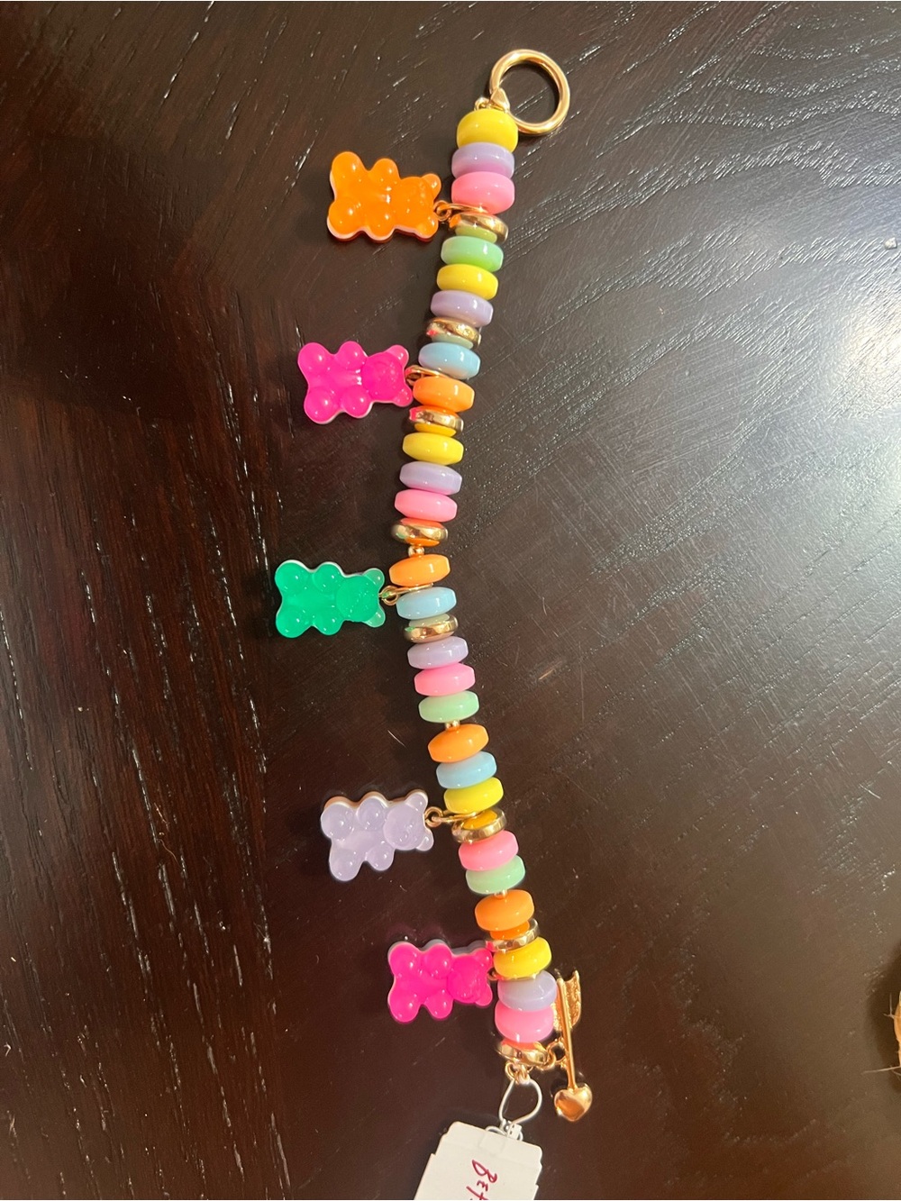 Colorful Gummy Bear Beaded Charm Bracelet - Pastel & Neon
